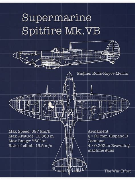 "Supermarine Spitfire Blueprint" Poster for Sale by The War Effort | Redbubble