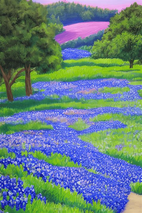 Beautiful Bluebonnet Field in Texas · Creative Fabrica