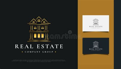 Luxury Gold Real Estate Logo Design with Line Style Stock Vector - Illustration of identity ...