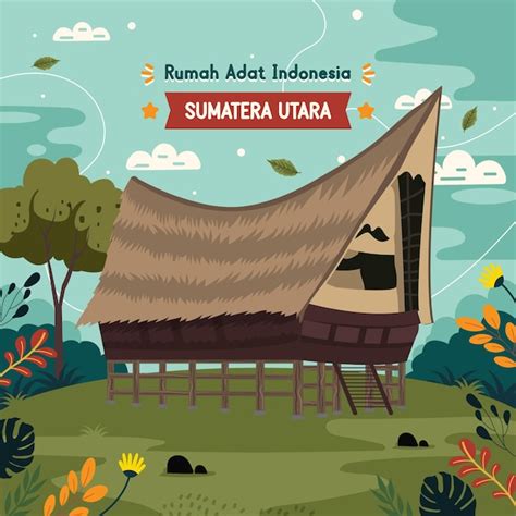 Premium Vector | Rumah adat Indonesia Sumatera Utara