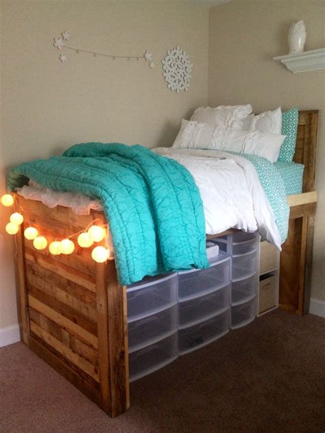 10 Easy Ways to Save Space in Your Dorm Room | High beds, Bed storage and Storage