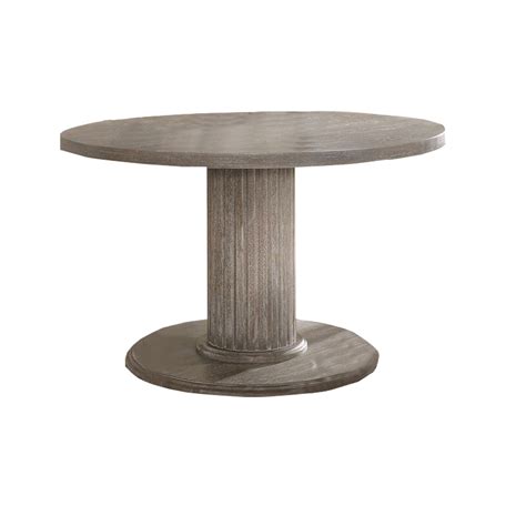 Round Dining Table with Fluted Column Pedestal Base, Gray - Walmart.com - Walmart.com