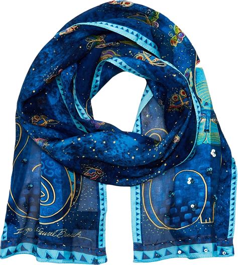 Laurel Burch Scarves, Indigo Cats with Sequins at Amazon Women’s Clothing store: Fashion Scarves