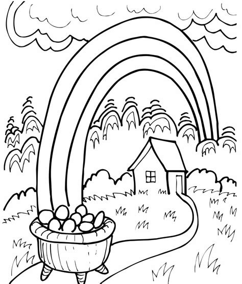 House and Rainbow Coloring Page - Free Printable Coloring Pages for Kids