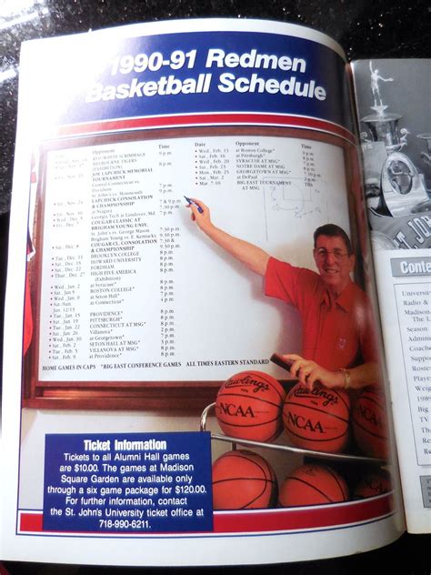 ST. JOHNS UNIVERSITY BASKETBALL SCHEDULE PROGRAM 1990-91 ...