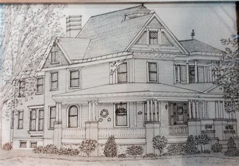 Victorian House Pencil Drawing