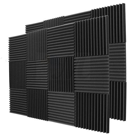 24 Pack - Black Acoustic Foam Sound Absorption Studio Treatment Wall ...