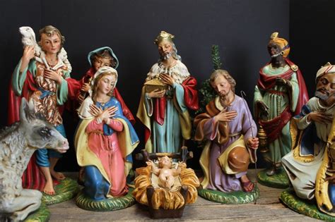 9 Rare 1950s Large Paper Mache Nativity Made in Italy // 13" Tall ...