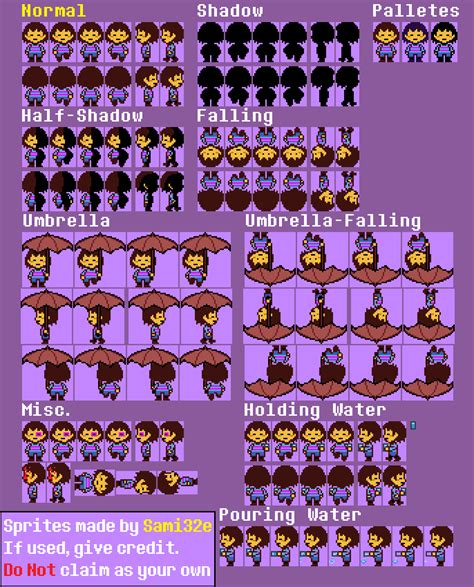 Undertale Frisk ReSprite Sheet by Sami32e on DeviantArt