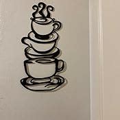 Amazon.com: Coffee Cup Metal Wall Art, Farmhouse Kitchen Restaurant Decor Coffee Bar Sign, Black ...
