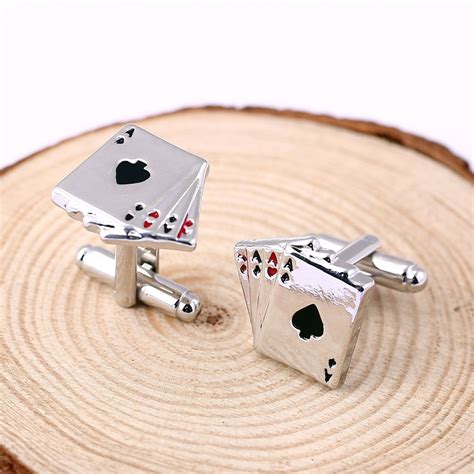 H&F 4A poker cufflinks male French shirt cuff links Cards Design cufflink Fashion for men's ...