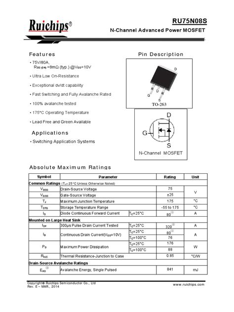 Mosfet Data Sheet | Mosfet | Field Effect Transistor