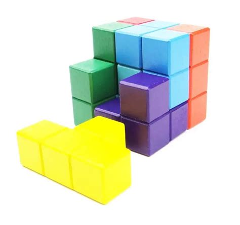 100X Wooden Tetris Magic Cube Puzzle Burr Puzzles Brain Teaser Intellectual Jigsaw Toy for ...