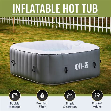 CO-Z 4 Person 5ft Inflatable Hot Tub Pool with Massage Jets and All ...