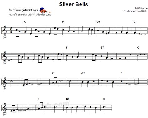 SILVER BELLS Easy Guitar Tab: GuitarNick.com