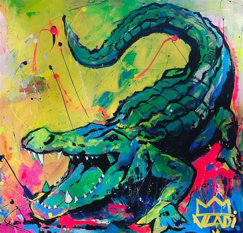 Crocodile 💣🌋®👌Painting 100x100 VLADI #artvladi | Art painting, Painting, Street art