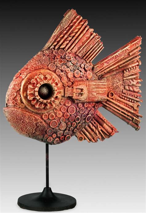 Whimsical Found Object Artwork by Terry Cannon | Fish sculpture, Object art, Waste art