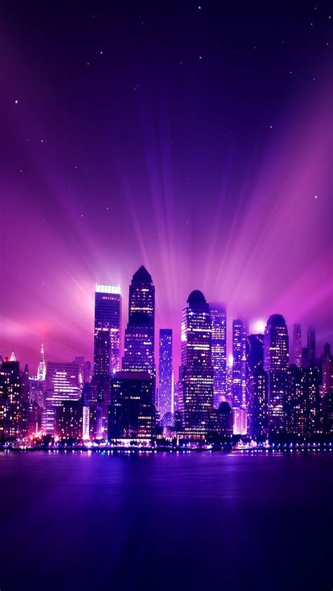 Shine Purple City Night #iPhone #5s #Wallpaper | Purple city, City wallpaper, Purple wallpaper