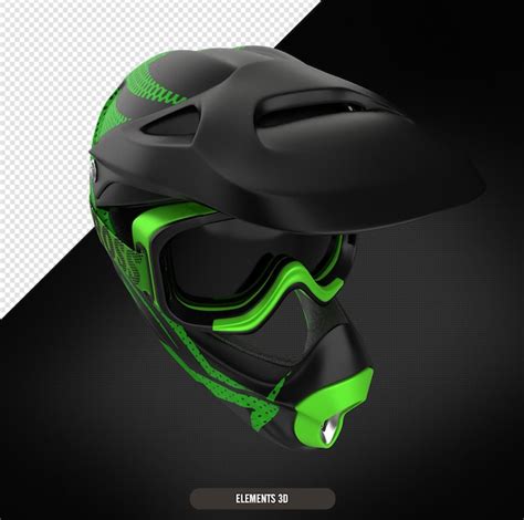 Premium PSD | Green motorcycle helmet with goggles