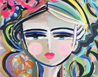 a painting of a woman's face with flowers in her hair and an abstract ...