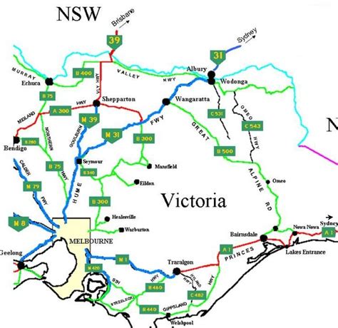 The State of Victoria Australia Road Network Maps