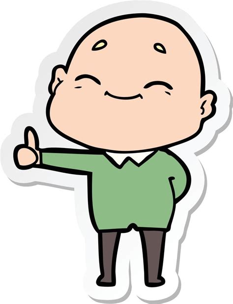 sticker of a happy cartoon bald man 10271966 Vector Art at Vecteezy