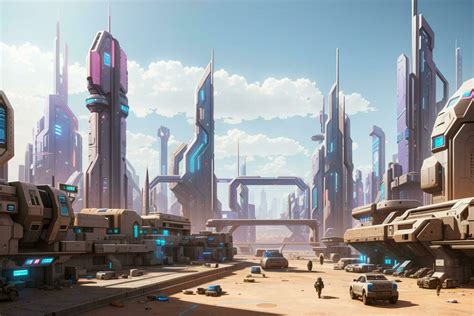 Cyberpunk futuristic desert city AI Generated 29314679 Stock Photo at Vecteezy