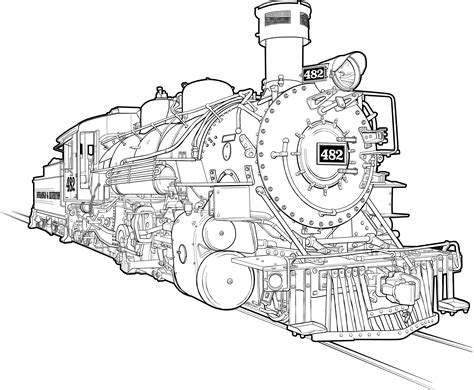 D&SNG 482 Steam Engine Line Art Tech Illustration on Behance