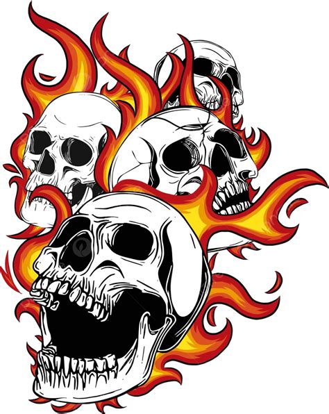 Skull On Fire With Flames Vector Illustration Tattoo Demon Cartoon Vector, Tattoo, Demon ...