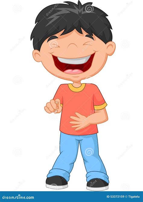 Cartoon Little Boy Laughing and Pointing Stock Vector - Illustration of mouth, posing: 53372159