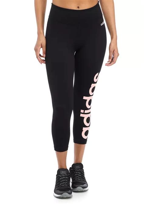 adidas Cropped Pink Logo Leggings | belk