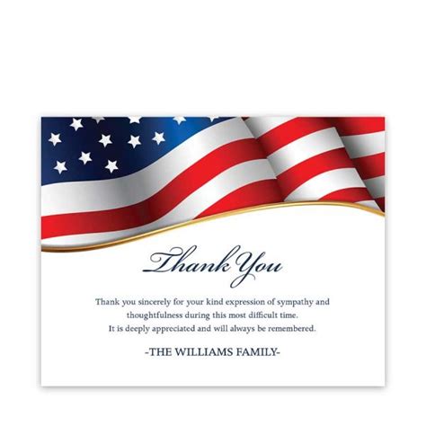 Veteran Thank You Card Military Funeral Template Customized Wording