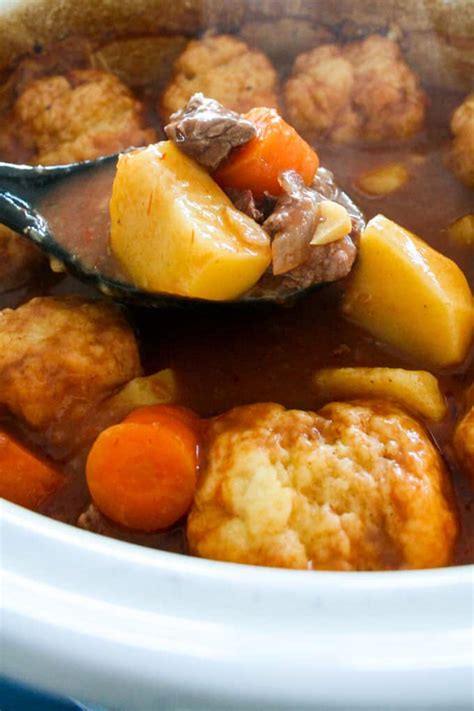 Easy Slow Cooker Beef Stew with Sticky Dumplings - Clean Eating with kids