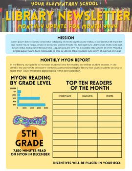 School Library Newsletter Template [Canva] by LilyintheLibrary | TPT