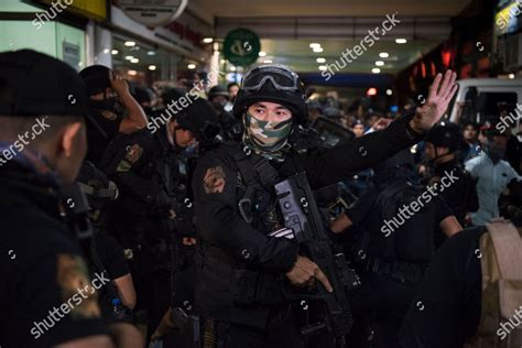 Swat Police Officer Gestures While Officers Editorial Stock Photo ...