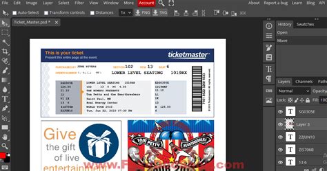 Fake 'Ticketmaster' Concert/Party Ticket Template Psd - Fakedocshop