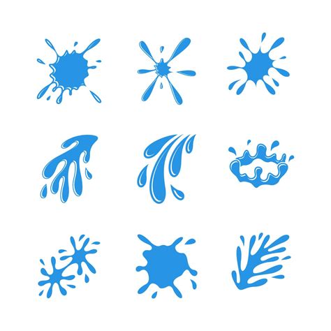 Set of blue water splash vector. 13864252 Vector Art at Vecteezy