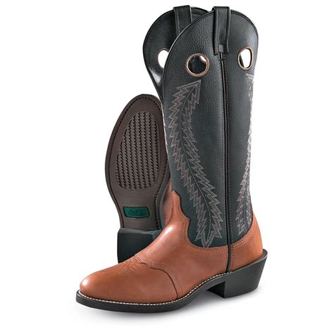 Men's Laredo® 15" Buckaroo Boots, Black / Tan - 116438, Cowboy & Western Boots at Sportsman's Guide