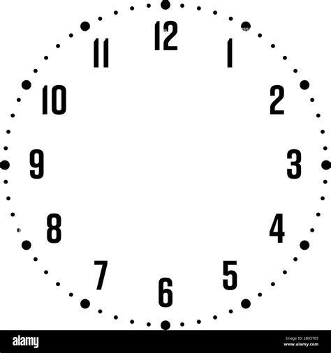 Clock face. Hour dial with numbers. Dots mark minutes and hours. Simple flat vector illustration ...