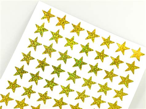 Mini Gold Star Stickers 15mm Yellow hologram by SQUISHnCHIPS