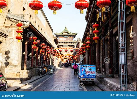 Taigu Old Town Scene-Taigu Old Town Streets and Old Commercial Buildings Editorial Stock Image ...