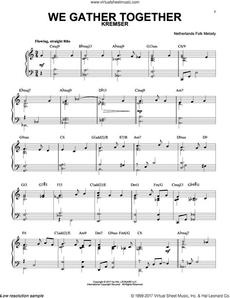 Baker - We Gather Together sheet music for piano solo [PDF]