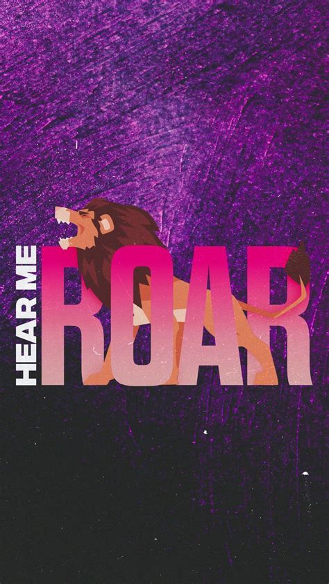 the words hear me roar against a purple background with a stylized ...