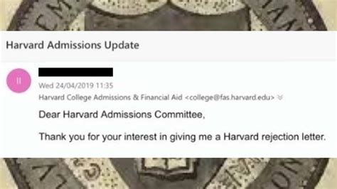 Harvard rejection letter - YouTube