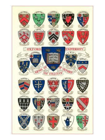 'Coats of Arms of the Colleges of Oxford University' Posters | AllPosters.com