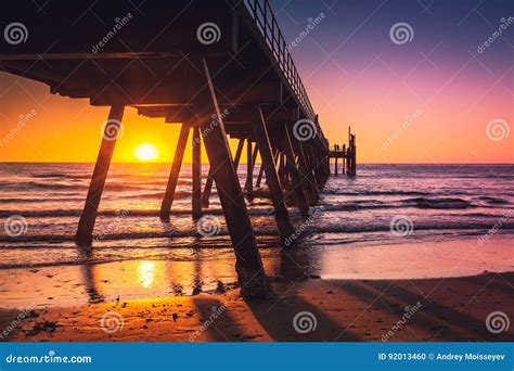 Glenelg Beach Jetty at Sunset Stock Photo - Image of pier, peaceful: 92013460