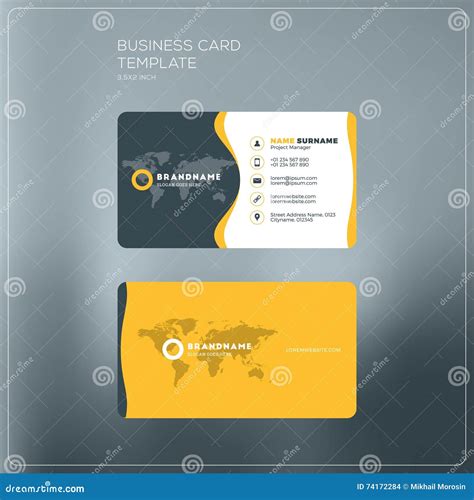Corporate Business Card Print Template. Personal Visiting Card W Stock Vector - Illustration of ...