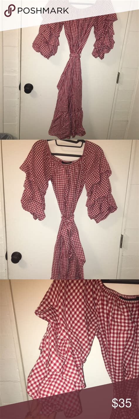 Zara Red and White Checkered Dress | Checkered dress, Red and white ...