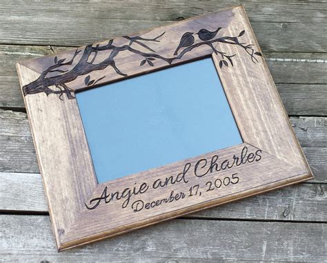 Love birds wooden picture frame custom wedding photo frame