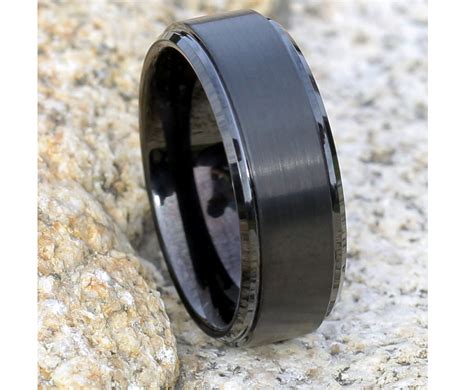 Black Tungsten Wedding Band Black Tungsten Ring Tungsten - Etsy